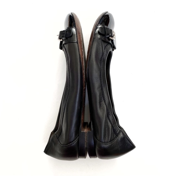 AGL Attilio Giusti Leombruni black leather patent round toe buckle ballet flats - Picture 4 of 9